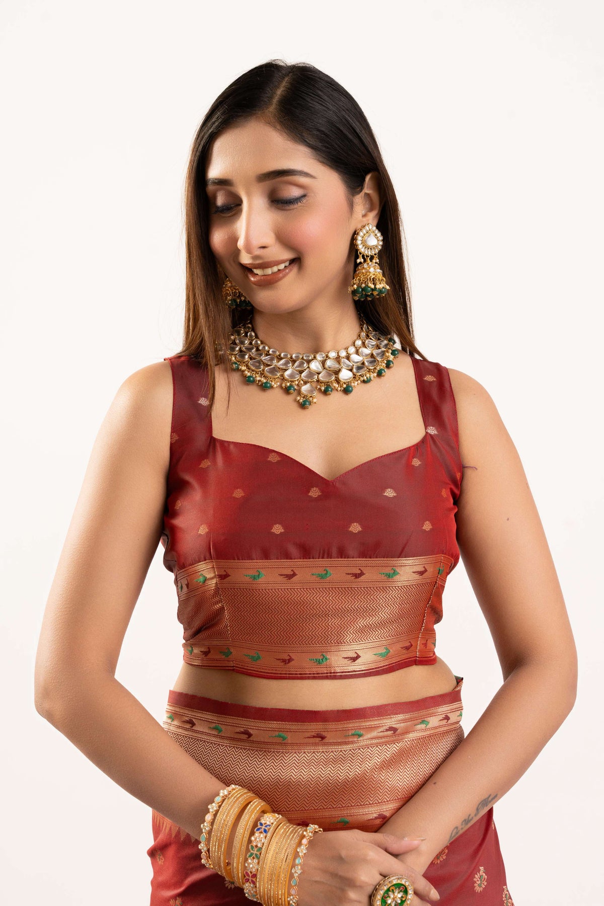 Jyoti Fashion Women's Maroon Soft Banarasi Silk Zari Woven Saree with Blouse | Grocsy