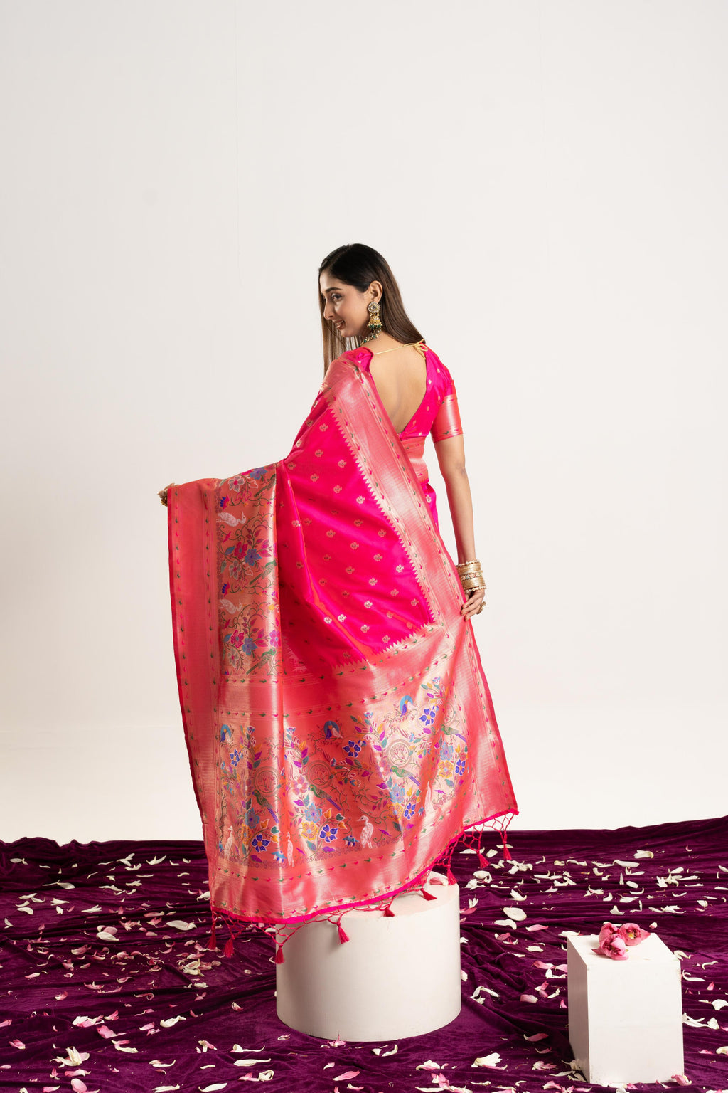 Jyoti Fashion Women's Pink Soft Banarasi Silk Zari Woven Saree with Blouse | Grocsy