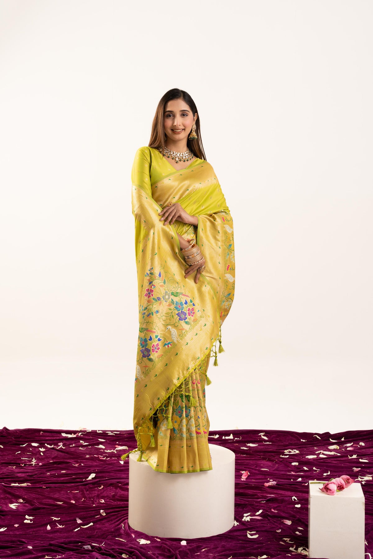 Jyoti Fashion Women's Pista Soft Banarasi Silk Zari Woven Saree with Blouse | Grocsy