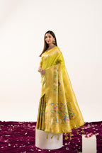 Jyoti Fashion Women's Pista Soft Banarasi Silk Zari Woven Saree with Blouse | Grocsy