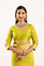 Jyoti Fashion Women's Pista Soft Banarasi Silk Zari Woven Saree with Blouse | Grocsy