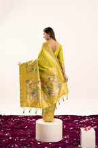 Jyoti Fashion Women's Pista Soft Banarasi Silk Zari Woven Saree with Blouse | Grocsy