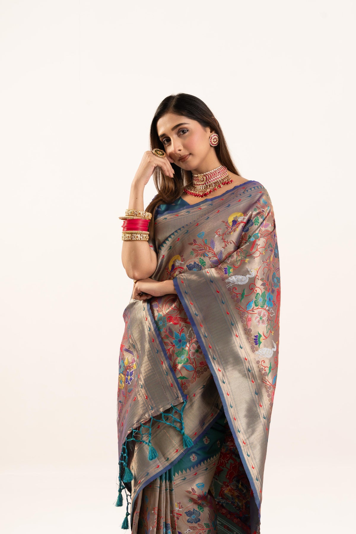 Jyoti Fashion Women's Rama Soft Banarasi Silk Zari Woven Saree with Blouse | Grocsy