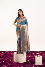 Jyoti Fashion Women's Rama Soft Banarasi Silk Zari Woven Saree with Blouse | Grocsy