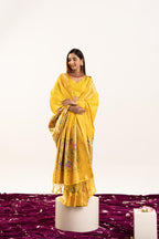 Jyoti Fashion Women's Yellow Soft Banarasi Silk Zari Woven Saree with Blouse | Grocsy