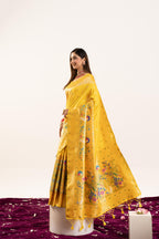Jyoti Fashion Women's Yellow Soft Banarasi Silk Zari Woven Saree with Blouse | Grocsy