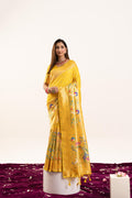 Jyoti Fashion Women's Yellow Soft Banarasi Silk Zari Woven Saree with Blouse | Grocsy