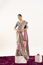 Jyoti Fashion Women's Baby Pink Soft Banarasi Silk Zari Woven Saree with Blouse | Grocsy
