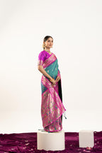 Jyoti Fashion Women's Rama Soft Banarasi Silk Zari Woven Saree with Blouse | Grocsy