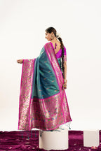 Jyoti Fashion Women's Rama Soft Banarasi Silk Zari Woven Saree with Blouse | Grocsy