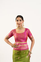 Jyoti Fashion Women's Mehendi Soft Banarasi Silk Zari Woven Saree with Blouse | Grocsy