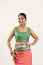 Jyoti Fashion Women's Peach Soft Banarasi Silk Zari Woven Saree with Blouse | Grocsy