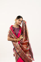 Jyoti Fashion Women's Rani Soft Banarasi Silk Zari Woven Saree with Blouse | Grocsy