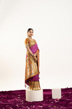 Jyoti Fashion Women's Wine Soft Banarasi Silk Zari Woven Saree with Blouse | Grocsy