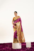 Jyoti Fashion Women's Wine Soft Banarasi Silk Zari Woven Saree with Blouse | Grocsy