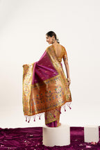 Jyoti Fashion Women's Wine Soft Banarasi Silk Zari Woven Saree with Blouse | Grocsy