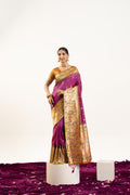 Jyoti Fashion Women's Wine Soft Banarasi Silk Zari Woven Saree with Blouse | Grocsy