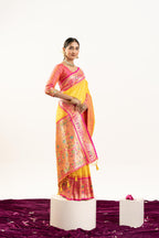 Jyoti Fashion Women's Yellow Soft Banarasi Silk Zari Woven Saree with Blouse | Grocsy