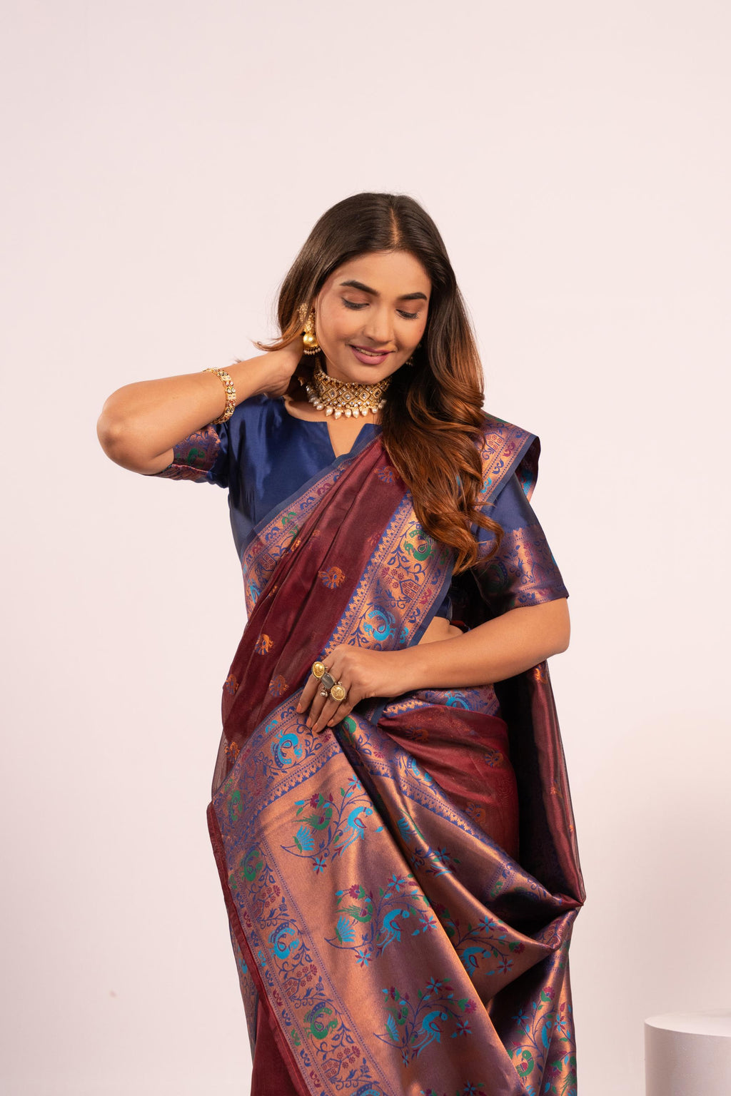 Jyoti Fashion Women's Coffee Soft Tissue Silk Zari Woven Saree with Blouse | Grocsy