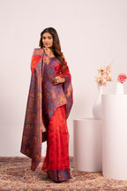 Jyoti Fashion Women's Red Soft Tissue Silk Zari Woven Saree with Blouse | Grocsy