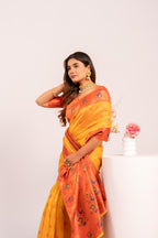 Jyoti Fashion Women's Yellow Soft Tissue Silk Zari Woven Saree with Blouse | Grocsy