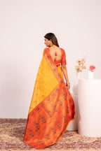 Jyoti Fashion Women's Yellow Soft Tissue Silk Zari Woven Saree with Blouse | Grocsy
