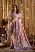 Jyoti Fashion Women's Purple Banarasi Digital Cluster Print Saree with Blouse | Grocsy