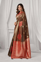 Jyoti Fashion Women's Coffee Soft Silk Zari Woven Saree with Blouse | Grocsy