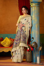 Jyoti Fashion Women's Cream Modal Zari Woven Saree with Blouse | Grocsy