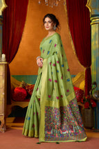 Jyoti Fashion Women's Green Modal Zari Woven Saree with Blouse | Grocsy