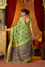 Jyoti Fashion Women's Green Modal Zari Woven Saree with Blouse | Grocsy