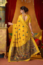 Jyoti Fashion Women's Yellow Modal Zari Woven Saree with Blouse | Grocsy