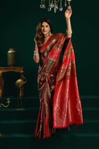Jyoti Fashion Women's Coffee Soft Silk Zari Woven Saree with Blouse | Grocsy