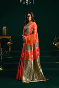 Jyoti Fashion Women's Orange Soft Silk Zari Woven Saree with Blouse | Grocsy