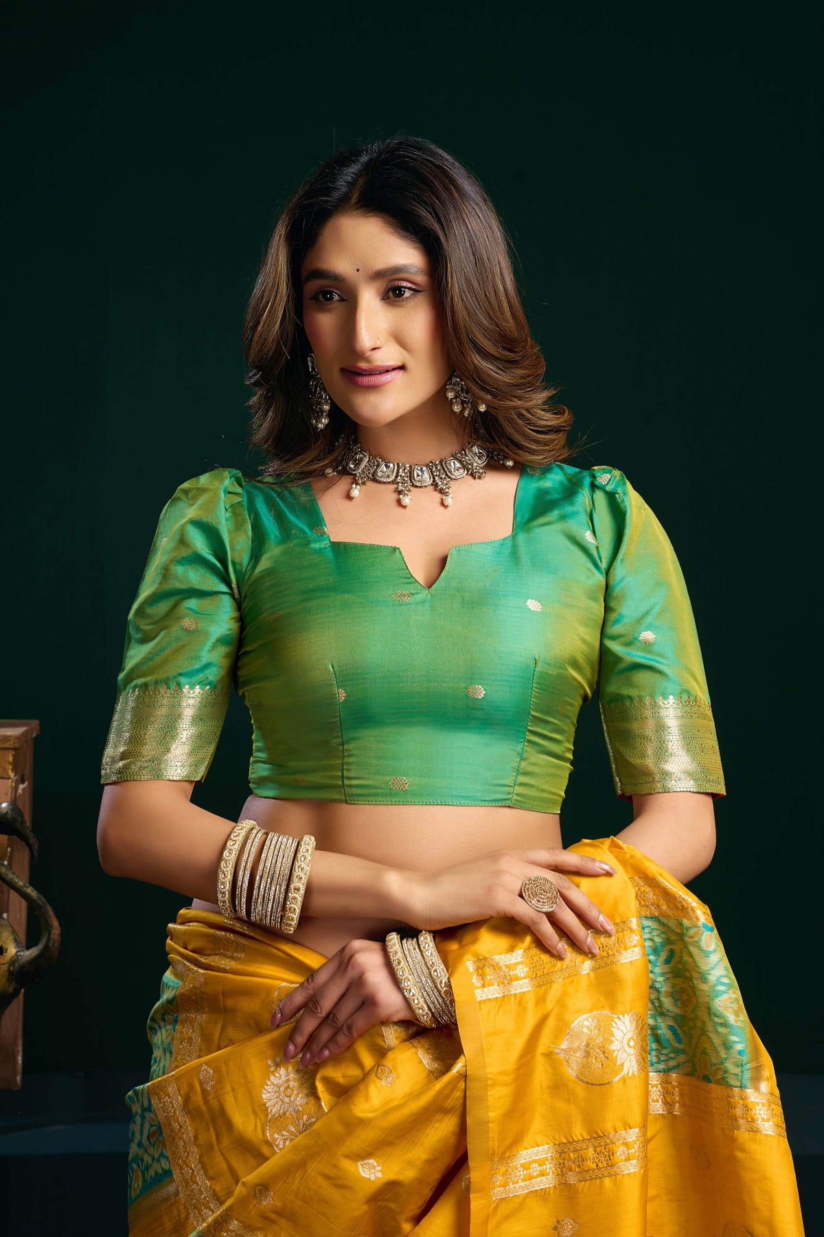 Jyoti Fashion Women's Yellow Soft Silk Zari Woven Saree with Blouse | Grocsy