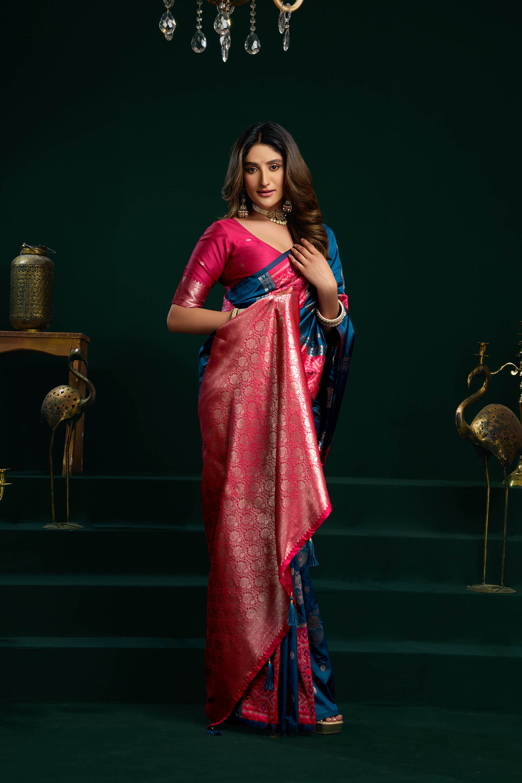 Jyoti Fashion Women's Blue Soft Silk Zari Woven Saree with Blouse | Grocsy