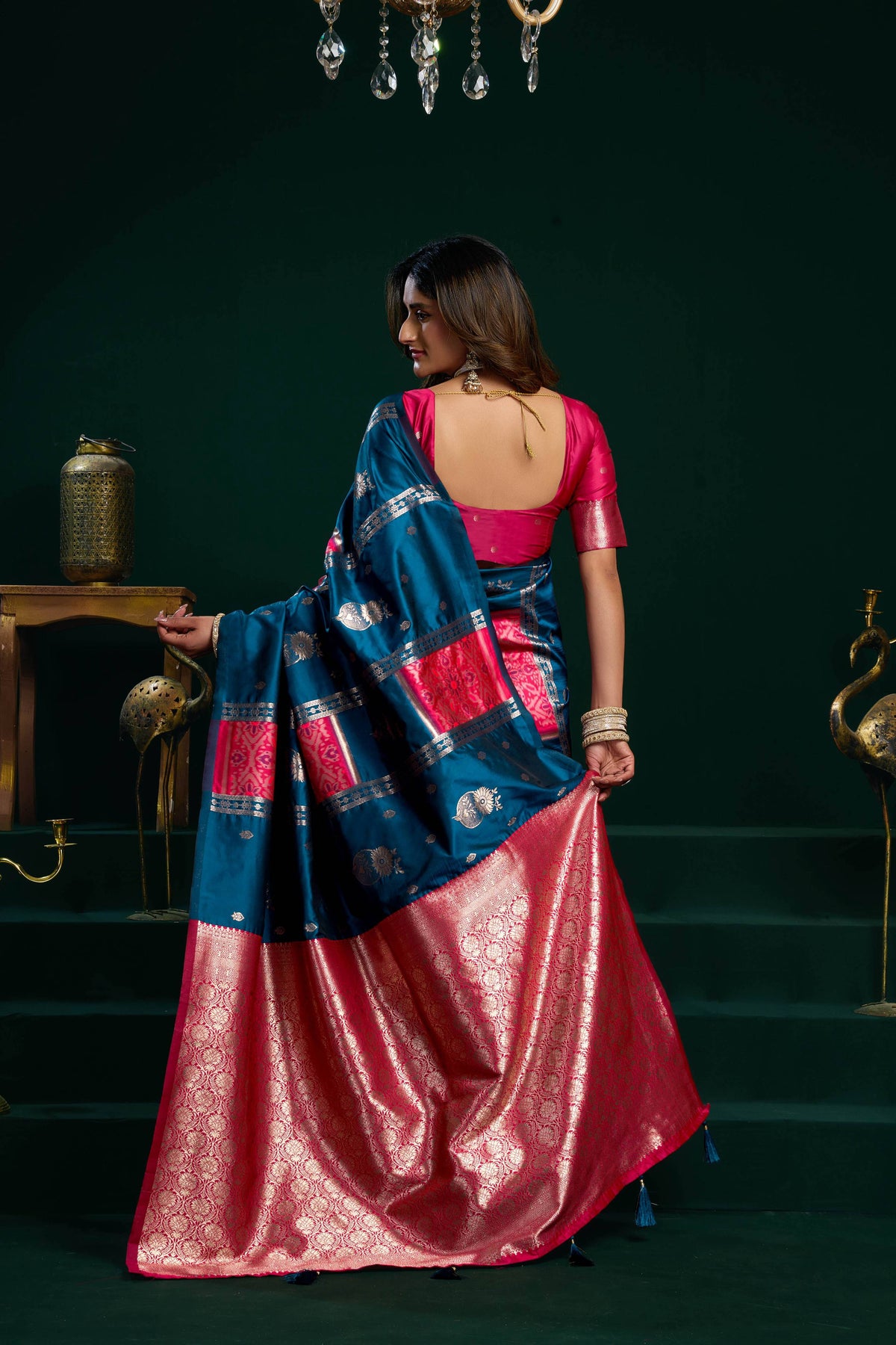Jyoti Fashion Women's Blue Soft Silk Zari Woven Saree with Blouse | Grocsy