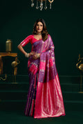 Jyoti Fashion Women's Purple Soft Silk Zari Woven Saree with Blouse | Grocsy