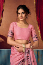 Jyoti Fashion Women's Pink Modal Zari Woven Saree with Blouse | Grocsy