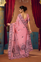 Jyoti Fashion Women's Pink Modal Zari Woven Saree with Blouse | Grocsy