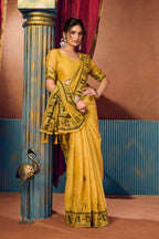 Jyoti Fashion Women's Yellow Modal Zari Woven Saree with Blouse | Grocsy