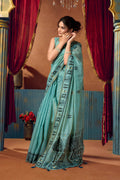 Jyoti Fashion Women's Turquoise Modal Zari Woven Saree with Blouse | Grocsy