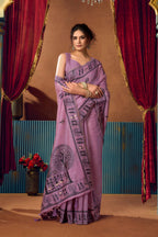 Jyoti Fashion Women's Lavender Modal Zari Woven Saree with Blouse | Grocsy