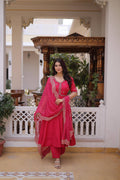 Jyoti Fashion Pink Beads Thread Embroidered Mal Chanderi Anarkali Gown Set | Grocsy