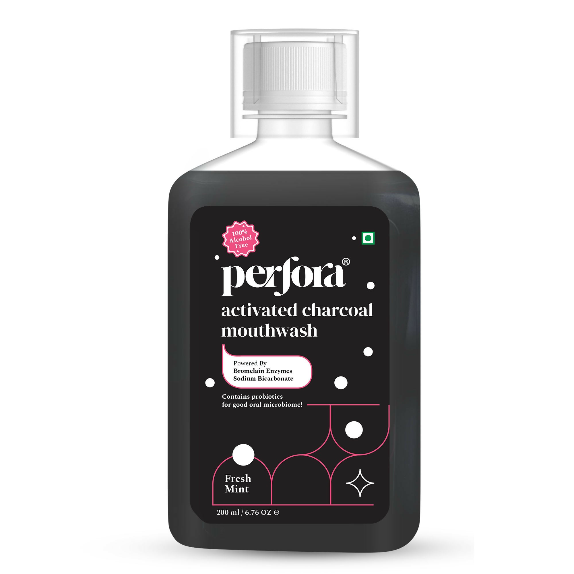 Perfora Activated Charcoal Mouthwash - Fresh Mint | Grocsy