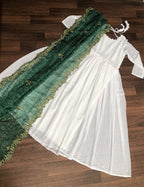 Jyoti Fashion Women's White Georgette Butti work Partywear Anarkali Dress with Dupatta | Grocsy
