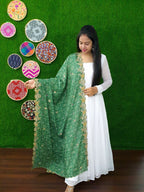 Jyoti Fashion Women's White Georgette Butti work Partywear Anarkali Dress with Dupatta | Grocsy