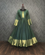 Jyoti Fashion Women's Green Chiffon Zari Woven Festive Anarkali Dress | Grocsy