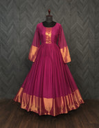 Jyoti Fashion Women's Wine Chiffon Zari Woven Festive Anarkali Dress | Grocsy