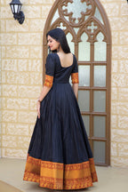 Jyoti Fashion Women's Black Silk Jacquard Weaving Festive Anarkali Dress | Grocsy
